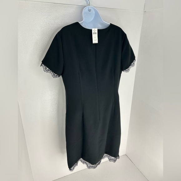 Banana Republic NWT Dress Black 10 Short Sleeve Eyelash Lace Trim Sheath Career - Picture 8 of 16